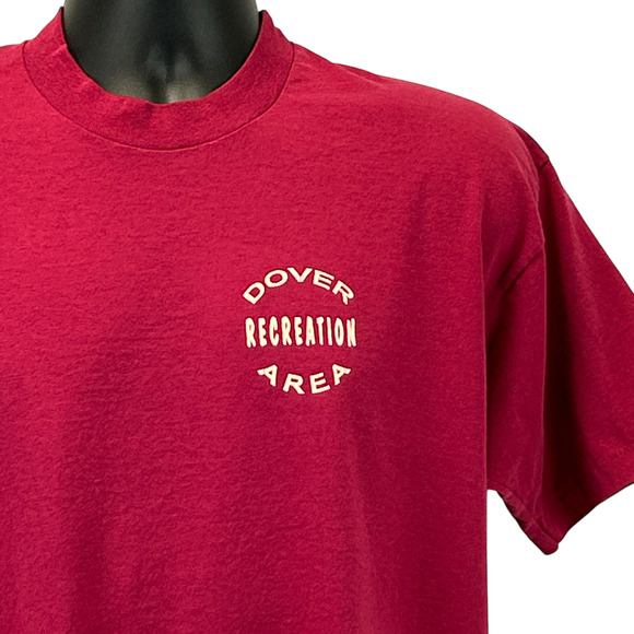 Vintage Dover Recreation Area T Shirt Mens Large 90s Single Stitch Tee Red - Picture 1 of 10